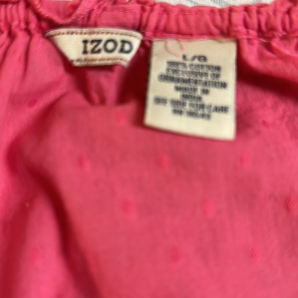 Izod - Magenta Blouse with Cap Sleeves and Dots, Size L. - Picture 5 of 5